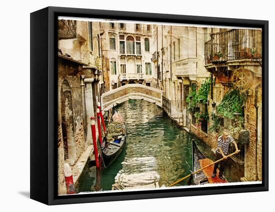 Beautiful Channels of Venice- Retro Styled Picture-Maugli-l-Framed Stretched Canvas