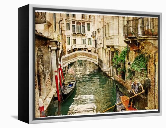 Beautiful Channels of Venice- Retro Styled Picture-Maugli-l-Framed Stretched Canvas