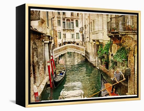 Beautiful Channels of Venice- Retro Styled Picture-Maugli-l-Framed Stretched Canvas