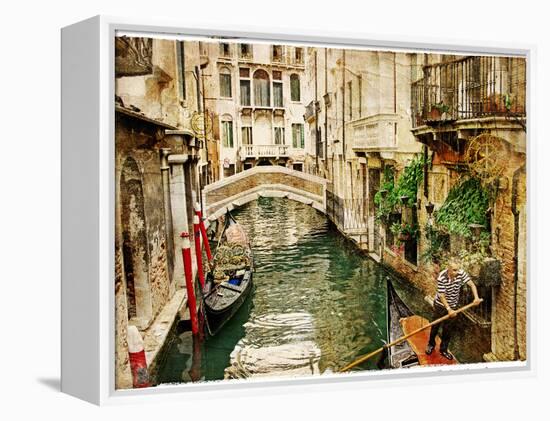 Beautiful Channels of Venice- Retro Styled Picture-Maugli-l-Framed Stretched Canvas