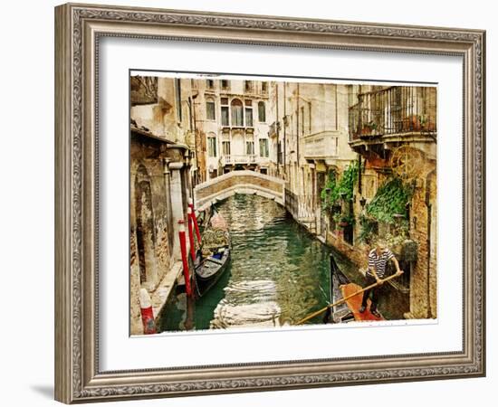 Beautiful Channels of Venice- Retro Styled Picture-Maugli-l-Framed Art Print