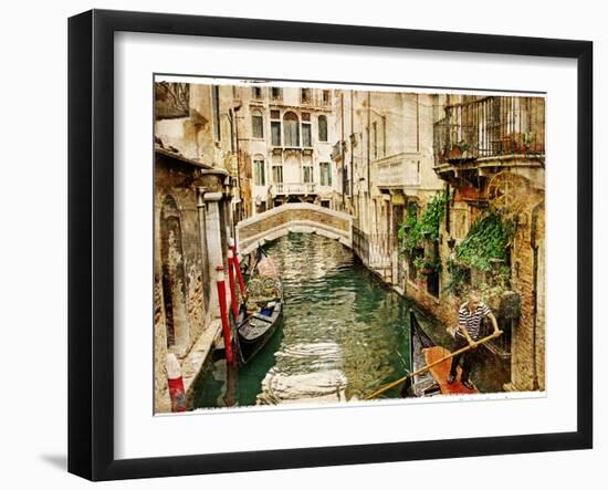 Beautiful Channels of Venice- Retro Styled Picture-Maugli-l-Framed Art Print