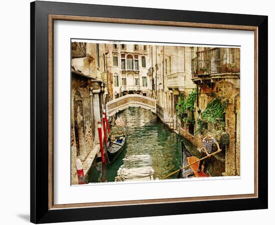 Beautiful Channels of Venice- Retro Styled Picture-Maugli-l-Framed Art Print