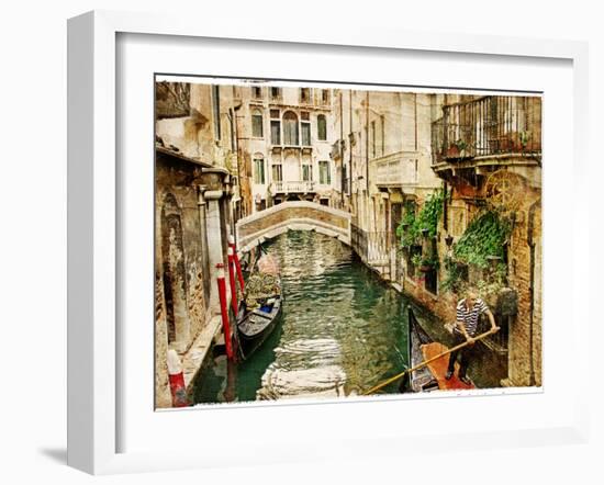 Beautiful Channels of Venice- Retro Styled Picture-Maugli-l-Framed Art Print