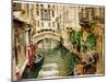 Beautiful Channels of Venice- Retro Styled Picture-Maugli-l-Mounted Art Print