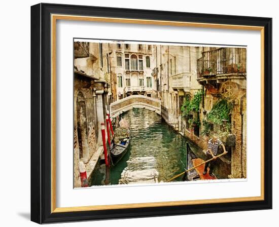 Beautiful Channels of Venice- Retro Styled Picture-Maugli-l-Framed Art Print