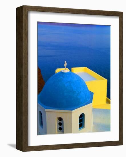 Beautiful Church with Blue Roof, Oia, Santorini, Greece-Bill Bachmann-Framed Photographic Print