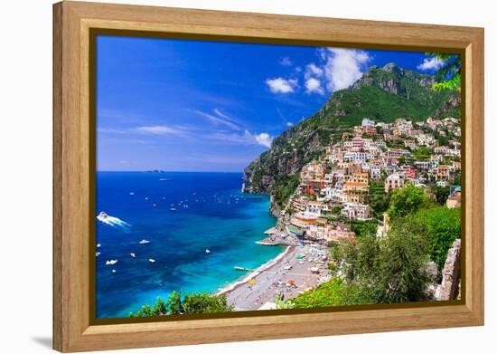 Beautiful Coastal Towns of Italy - Scenic Positano in Amalfi Coast-Maugli-l-Framed Premier Image Canvas