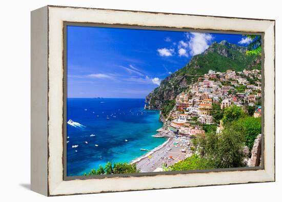 Beautiful Coastal Towns of Italy - Scenic Positano in Amalfi Coast-Maugli-l-Framed Premier Image Canvas
