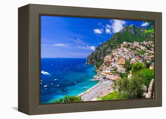 Beautiful Coastal Towns of Italy - Scenic Positano in Amalfi Coast-Maugli-l-Framed Premier Image Canvas