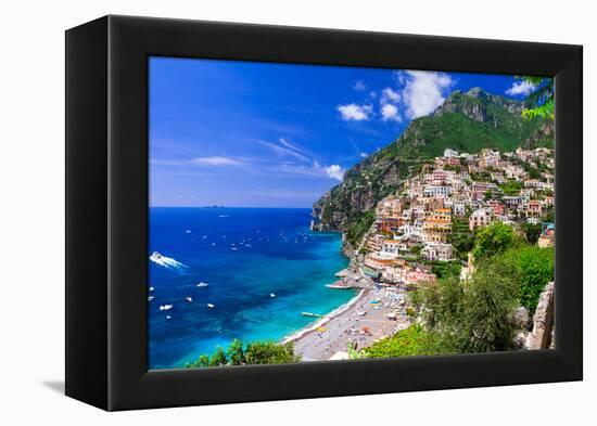 Beautiful Coastal Towns of Italy - Scenic Positano in Amalfi Coast-Maugli-l-Framed Premier Image Canvas