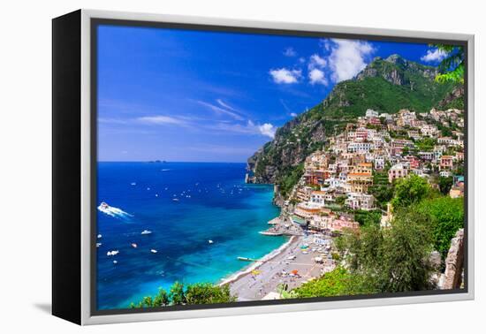 Beautiful Coastal Towns of Italy - Scenic Positano in Amalfi Coast-Maugli-l-Framed Premier Image Canvas