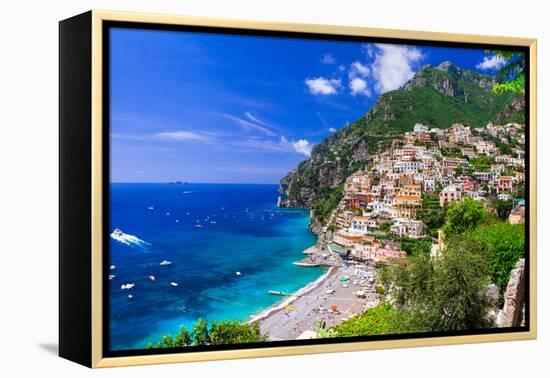 Beautiful Coastal Towns of Italy - Scenic Positano in Amalfi Coast-Maugli-l-Framed Premier Image Canvas