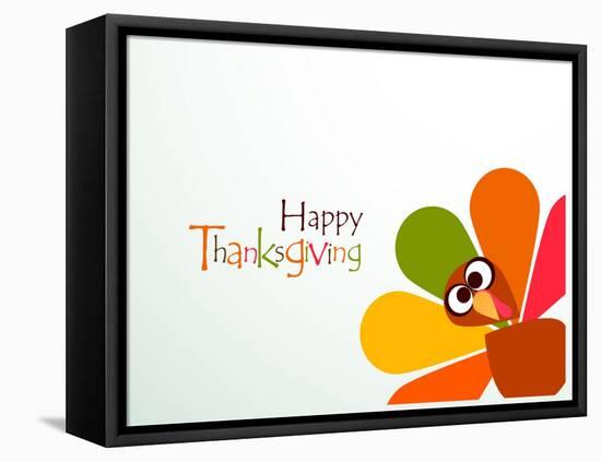 Beautiful, Colorful Cartoon of Turkey Bird for Happy Thanksgiving Celebration, Can Be Use as Flyer,-aispl-Framed Stretched Canvas