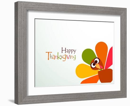 Beautiful, Colorful Cartoon of Turkey Bird for Happy Thanksgiving Celebration, Can Be Use as Flyer,-aispl-Framed Art Print