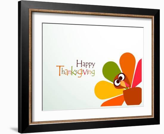 Beautiful, Colorful Cartoon of Turkey Bird for Happy Thanksgiving Celebration, Can Be Use as Flyer,-aispl-Framed Art Print