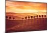 Beautiful Countryside Landscape, Amazing Orange Sunset over Golden Soil Hills, Beauty of Nature, Ag-Anna Omelchenko-Mounted Photographic Print