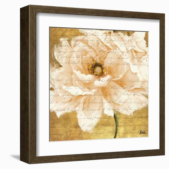 Beautiful Cream Peonies Script I-Patricia Pinto-Framed Art Print