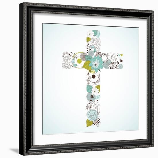 Beautiful Cross Made from Flowers-Alisa Foytik-Framed Art Print