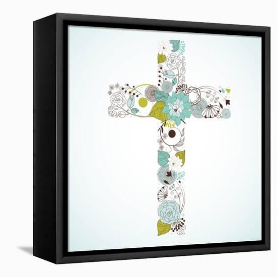 Beautiful Cross Made from Flowers-Alisa Foytik-Framed Stretched Canvas