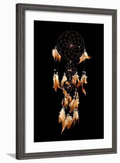 Beautiful Dream Catcher On Black Background-Yastremska-Framed Art Print