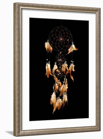 Beautiful Dream Catcher On Black Background-Yastremska-Framed Art Print