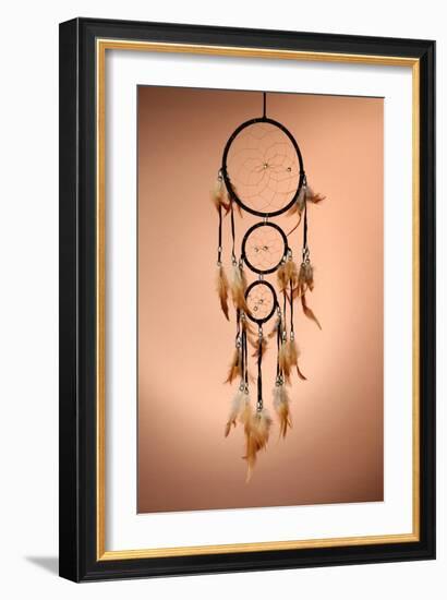 Beautiful Dream Catcher On Brown Background-Yastremska-Framed Art Print