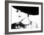 Beautiful Face. Woman Portrait with Hat. Abstract Watercolor .Fashion Background-Anna Ismagilova-Framed Art Print
