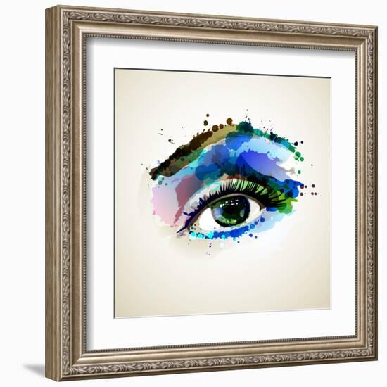 Beautiful Fashion Woman Eye Forming By Blots-artant-Framed Art Print