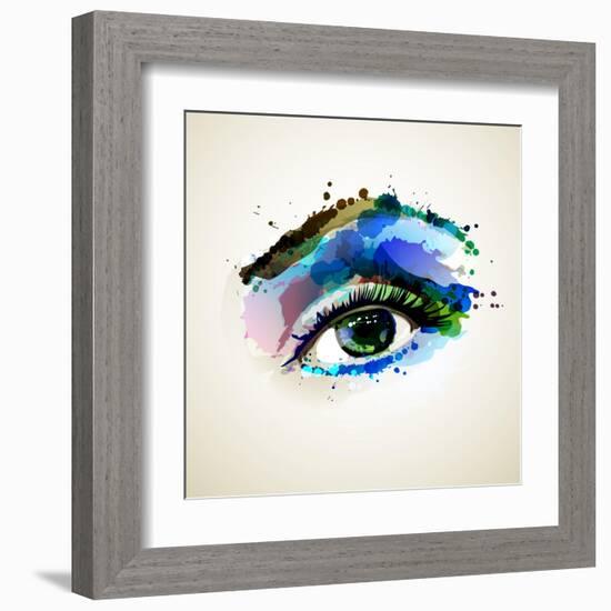 Beautiful Fashion Woman Eye Forming By Blots-artant-Framed Art Print