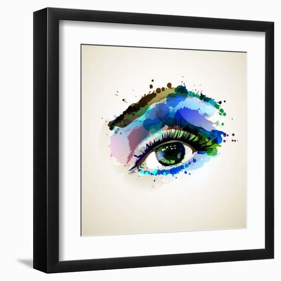 Beautiful Fashion Woman Eye Forming By Blots-artant-Framed Art Print