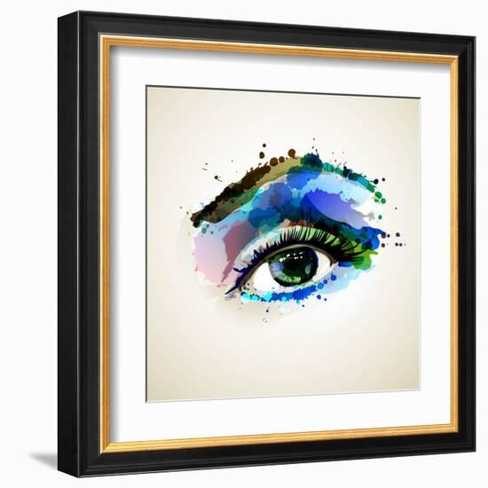 Beautiful Fashion Woman Eye Forming By Blots-artant-Framed Art Print