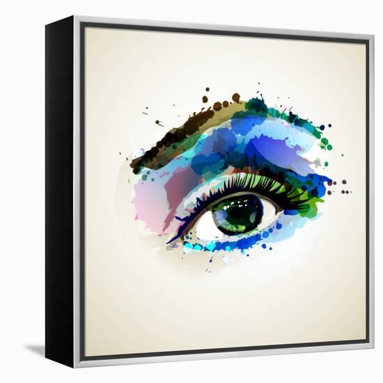 Beautiful Fashion Woman Eye Forming By Blots-artant-Framed Stretched Canvas