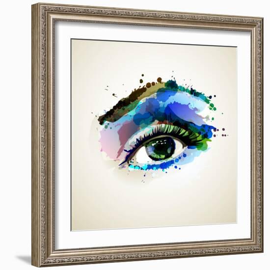 Beautiful Fashion Woman Eye Forming By Blots-artant-Framed Art Print