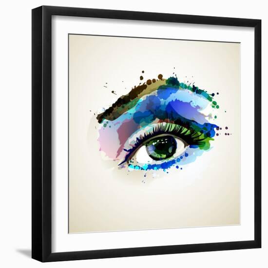 Beautiful Fashion Woman Eye Forming By Blots-artant-Framed Art Print