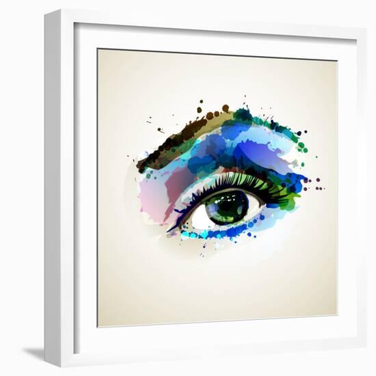 Beautiful Fashion Woman Eye Forming By Blots-artant-Framed Art Print