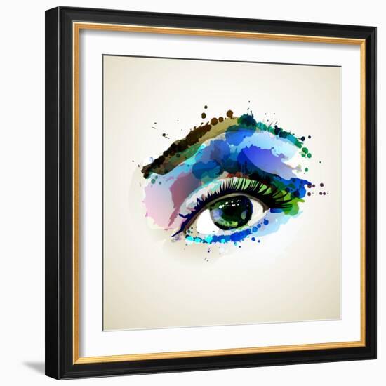 Beautiful Fashion Woman Eye Forming By Blots-artant-Framed Art Print