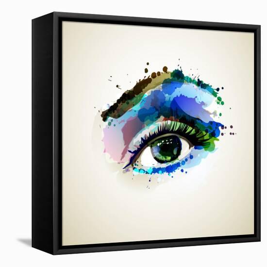 Beautiful Fashion Woman Eye Forming By Blots-artant-Framed Stretched Canvas