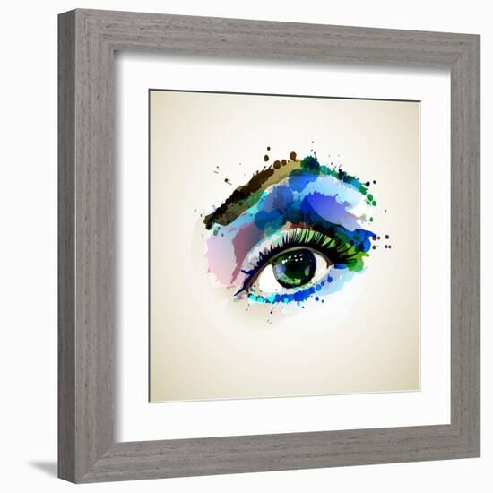 Beautiful Fashion Woman Eye Forming By Blots-artant-Framed Art Print