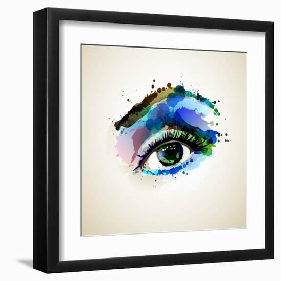 Beautiful Fashion Woman Eye Forming By Blots-artant-Framed Art Print