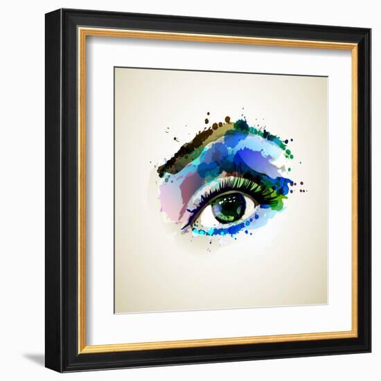 Beautiful Fashion Woman Eye Forming By Blots-artant-Framed Art Print