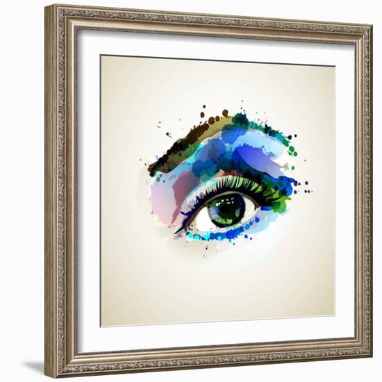 Beautiful Fashion Woman Eye Forming By Blots-artant-Framed Art Print