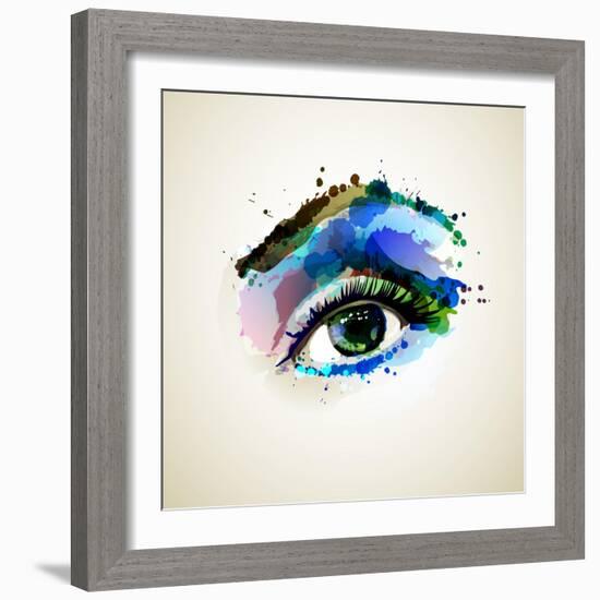 Beautiful Fashion Woman Eye Forming By Blots-artant-Framed Art Print