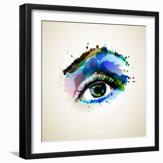 Beautiful Fashion Woman Eye Forming By Blots-artant-Framed Art Print