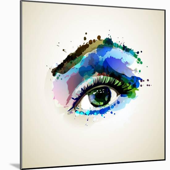 Beautiful Fashion Woman Eye Forming By Blots-artant-Mounted Art Print