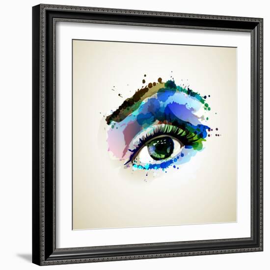 Beautiful Fashion Woman Eye Forming By Blots-artant-Framed Art Print