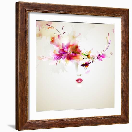 Beautiful Fashion Women With Abstract Design Elements-artant-Framed Art Print