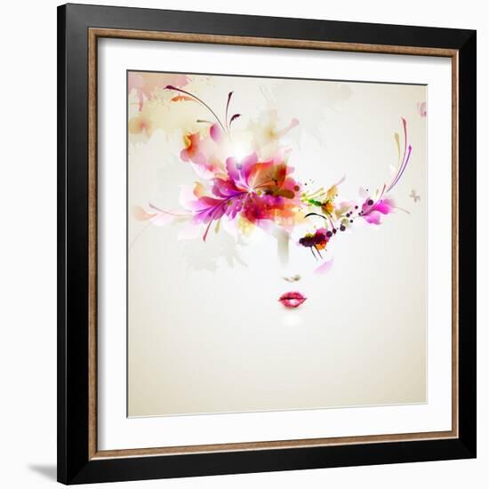 Beautiful Fashion Women With Abstract Design Elements-artant-Framed Art Print