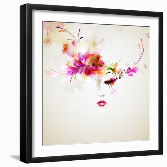 Beautiful Fashion Women With Abstract Design Elements-artant-Framed Art Print