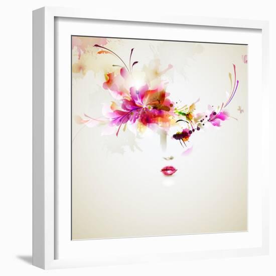 Beautiful Fashion Women With Abstract Design Elements-artant-Framed Art Print